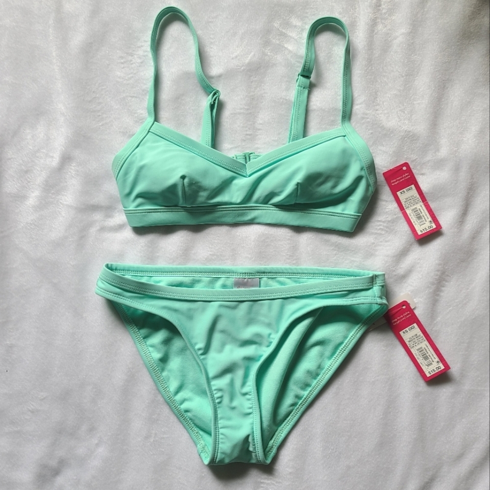NWT Xhilaration Two Piece Bikini Swimsuit Mint Green size XS